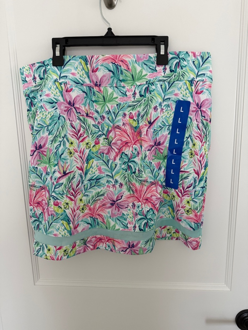 Floral Tropical Print Golf Skirt - Pink & Green